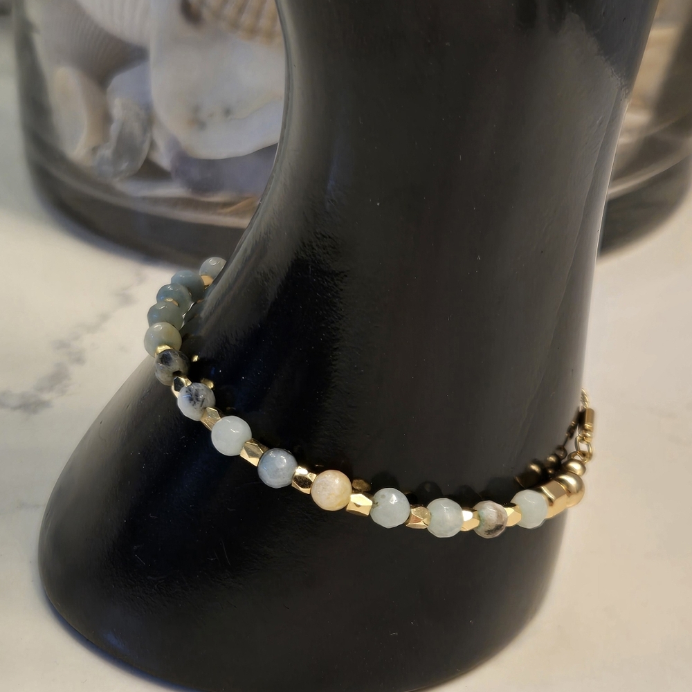 Kinsley Armelle Bracelet with Gold Accents & Creamy Colored Amazonite Beads